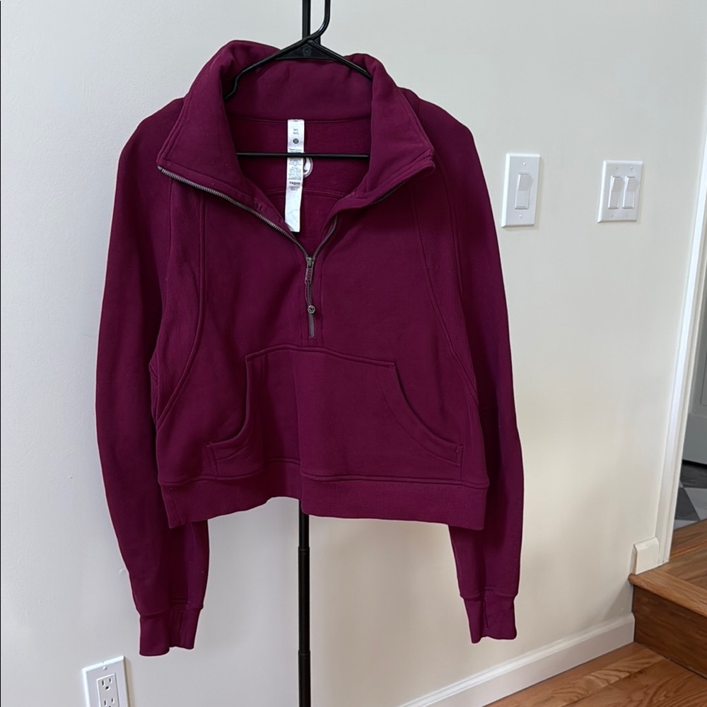 Lululemon Athletica maroon Cropped Polo Sweatshirt